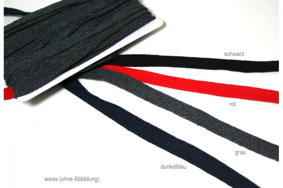Flachkordel / flache Schnur BW/Polyester ca 15mm breit - Farbwahl